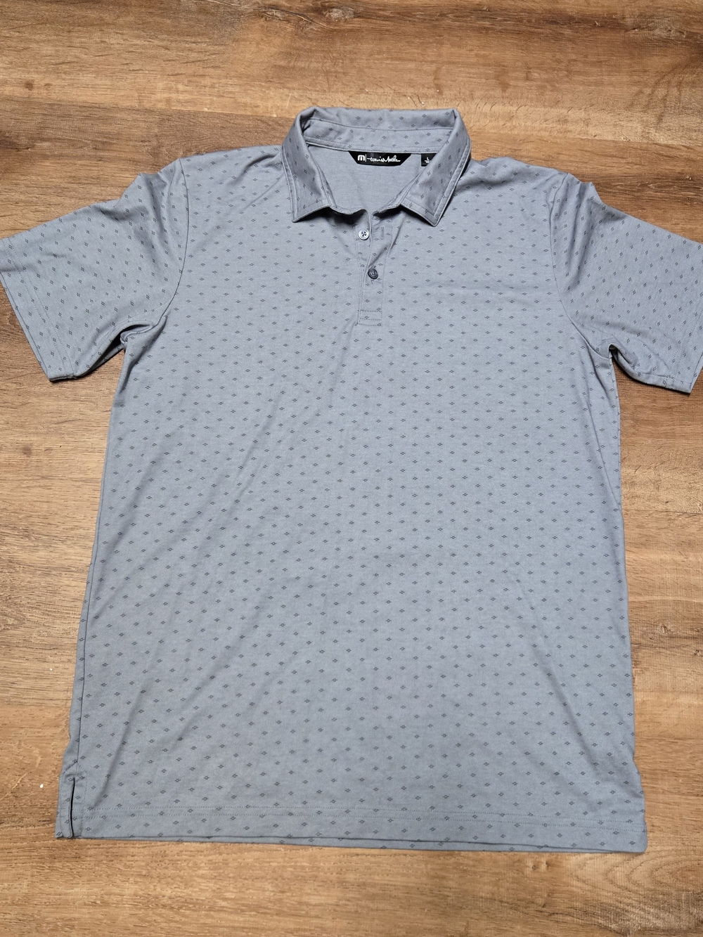TravisMathew Light Gray Dotted Performance Polo Large Pima Cotton Blend